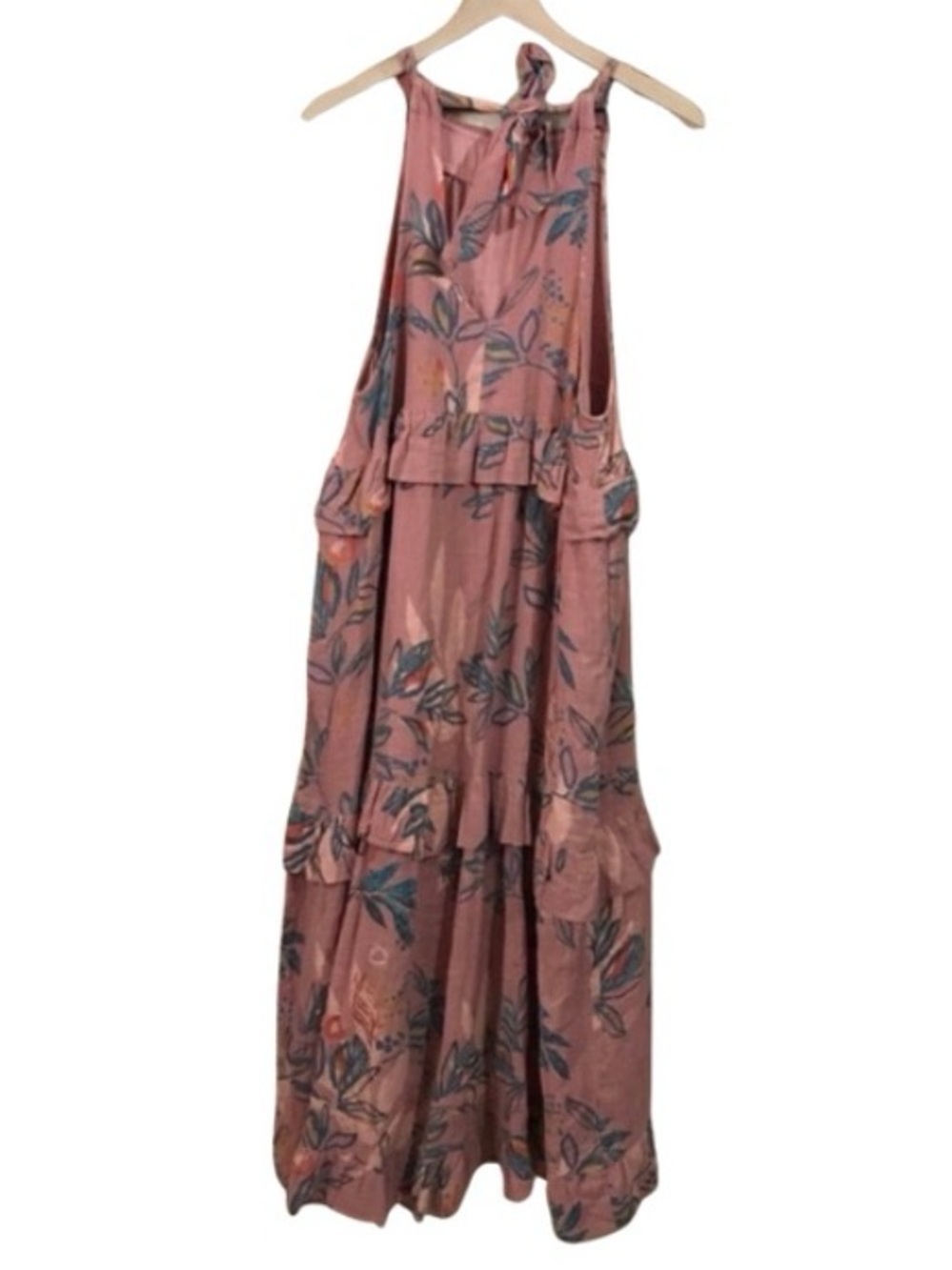 Free People Anita Tiered Ruffle Floral Print Maxi Dress in Desert Rose Size M - Picture 5 of 9